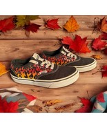 Vans Kids Girls Boys Black Fire Shoes Flames Tennis Shoes Sneakers Youth... - £22.57 GBP