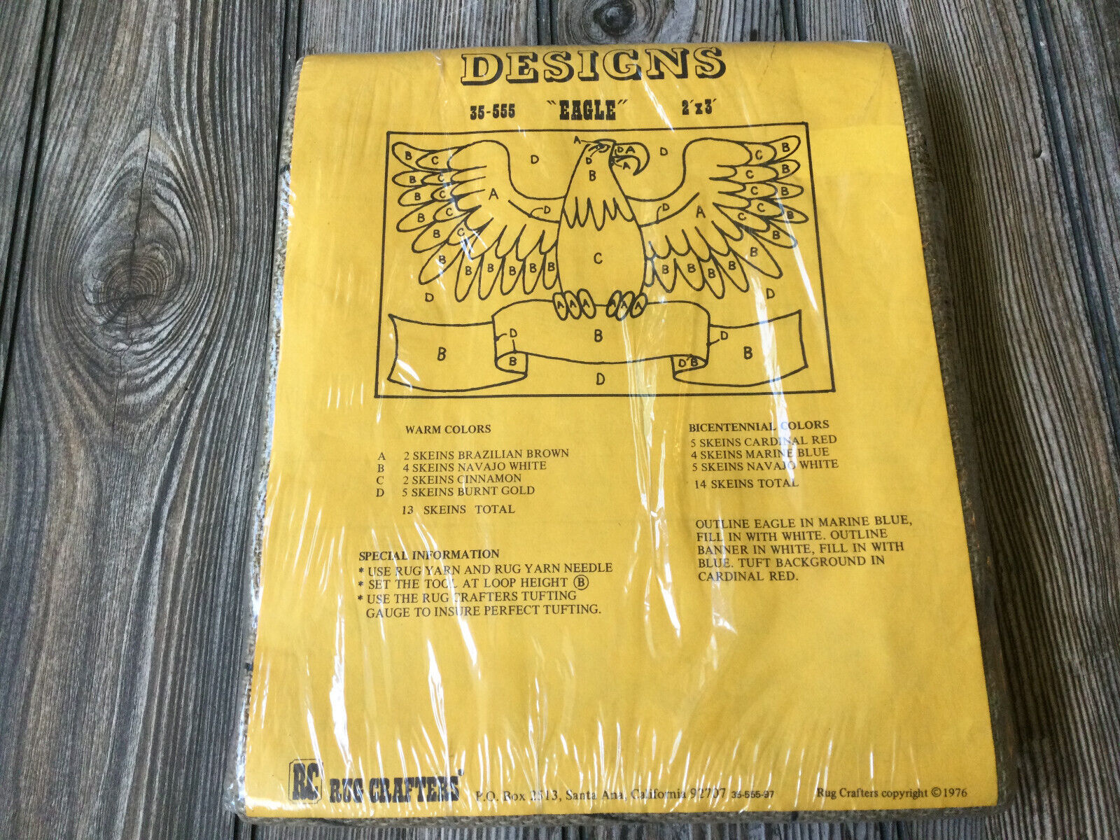 Vintage 1976 Rug Crafters Speed Tufting Pattern 35-555 "EAGLE" (2' x 3') NEW - $54.70