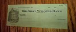 Antique 1910s The First National Bank Blank Check Harrisonburg Virginia - $19.99