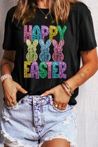 HAPPY EASTER Sequin Bunny Round Neck T-Shirt - $26.95