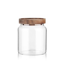 Glass Storage Container Airtight Food Jars Kitchen Canister With Wood Li... - £22.11 GBP