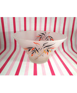 Mid Century Frosted Satin Glass Large Serving Bowl w/ Hand Painted Tiki ... - £29.72 GBP