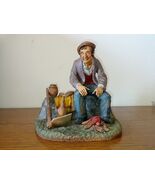 Vintage Italian Terracotta Figurine — Seated Peasant Man with Campfire S... - $164.71