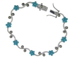 Sterling Silver Bracelet Mini Turquise Beads and - £74.81 GBP