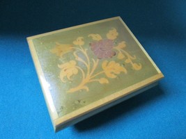 REUGE WOODEN MUSIC BOX MADE IN SWISS SYSTEM BOX IN ITALY INLAY FLOWERS  - £58.38 GBP