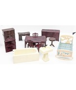 Doll House Vintage Plastic 12 Piece Assorted Household Furniture - $11.88