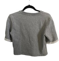 EARNEST SEWN Womens Sweatshirt Gray Crew Neck Short Sleeve Cropped Sz Small - $11.51
