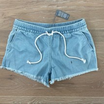 aerie Pull-On Denim Frayed Hem Shorts Light Blue Denim XS - $19.99