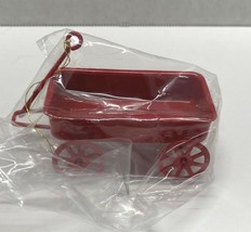 Little Red Wagon Christmas Tree Ornament Vintage Holiday Metal  Taiwan 3.5 inch - £10.22 GBP