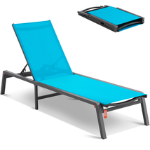 VEVOR Chaise Lounge Chair Outdoor, Aluminum Patio with Full Flat Tanning... - $104.90