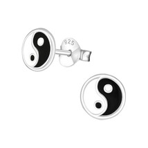 Yin Yang 925 Silver Stud Earrings - £10.97 GBP