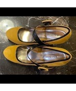 Bamboo Shoes Velvet Yellow Heel Platform Pumps Faux Suede Adjustable Buc... - £34.81 GBP