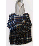 Carhartt Hoodie Boys Large 14-16 Flannel Plaid Tan Blue Gray Button Up  - £7.50 GBP