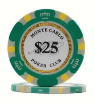 50 Da Vinci Premium 14 gr Clay Monte Carlo Poker Chips, Green $25 Denomi... - $24.99