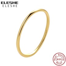 ELESHE 2021 Thin 18K Gold Plated Anti-Allergy Simple Rings 925 Sterling Silver W - £12.30 GBP