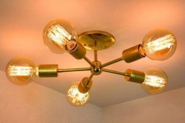 Brass Sputnik Pinwheel Light Handmade Ceiling Industrial 5 Arm Home Décor Light - £80.39 GBP