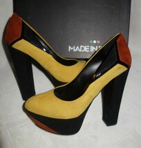 Made in Italia Platform Pumps multi color Suede yellow Size 35` new - £94.86 GBP