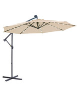 10 FT Solar LED Patio Outdoor Umbrella Hanging Cantilever Umbrella Offse... - £122.12 GBP