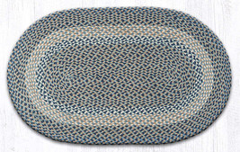 Earth Rugs C-05 Blue Natural Oval Braided Rug 27&quot; x 45&quot; - £55.25 GBP