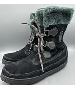 Timberland Black Suede Lace Up Winter Snow Boots Womens 9.5 - $585.84 MXN