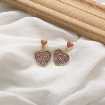2021 New Korean Elegant Classic Simple Pink Love Heart Stud Earrings For Women F - £6.87 GBP
