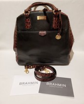 Brahmin Adele Black Tuscan Leather Embossed Croc Large Shoulder Bag Purs... - $272.25