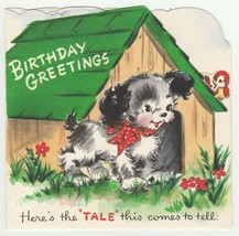 Vintage Birthday Card Puppy and Dog House Here&#39;s the Tale Hallmark 1951 - $9.89