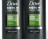2 Bottles Dove Men Care 13.5 Oz Extra Fresh Micromoisture Body &amp; Face Wash - £19.80 GBP