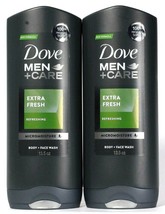 2 Bottles Dove Men Care 13.5 Oz Extra Fresh Micromoisture Body &amp; Face Wash - £19.60 GBP