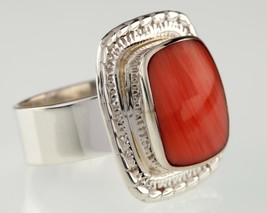 Vintage Mexican Sterling Silver Ring with Spiny Oyster Shell (Size 9) - €63,56 EUR