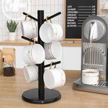 Coffee Mug Holder, Black Bamboo Mug Tree With Thicker Base Coffee Cup St... - £20.84 GBP