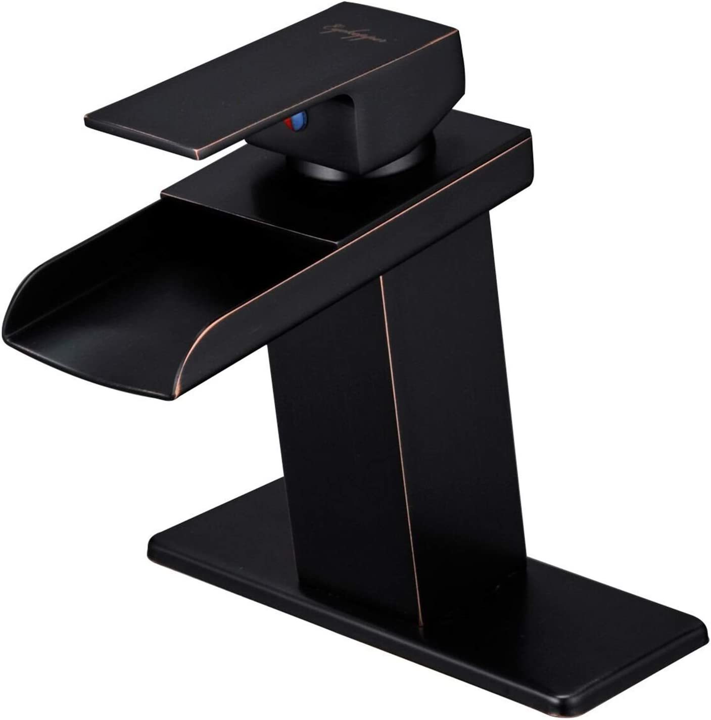 Bwe Oil Rubbed Bronze Bathroom Faucet Modern Waterfall For Sink 1 Hole O... - $41.99