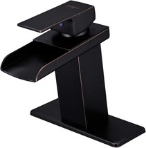 Bwe Oil Rubbed Bronze Bathroom Faucet Modern Waterfall For Sink 1 Hole Or 3 Hole - £38.96 GBP