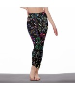 Black with Colorful Floral Women&#39;s Leggings Size S-5XL Available - £23.90 GBP