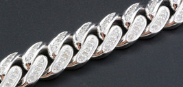 5CT Round Cut Simulated Diamond Men&#39;s Cuban Link Bracelet925 Silver Gold Plated  - £235.09 GBP