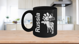 Russia Mug Black Coffee Cup Gift for Explorer Nordic Folk Art Bull Moose - £17.38 GBP+