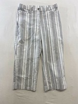 Tanjay Women&#39;s Cropped Pants Size 28 White Gray Striped Stretch Capri - $8.90