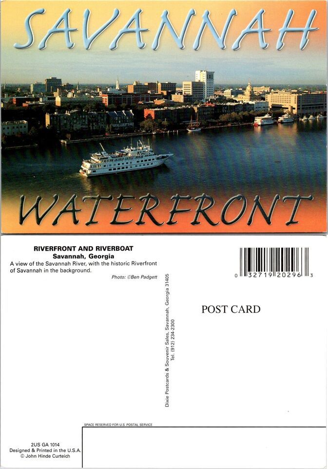 Primary image for Georgia Savannah Riverfront Riverboat Savannah River Waterfront VTG Postcard