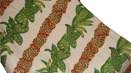 Tropical Leopard Jungle &amp; Greenery Fabric Tablecloth 86 X 96 Oval Jaguar... - £27.38 GBP