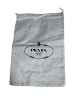 Prada Milano White 100% Cotton Dust Bag Drawstring Black Logo Designer 9... - $23.75