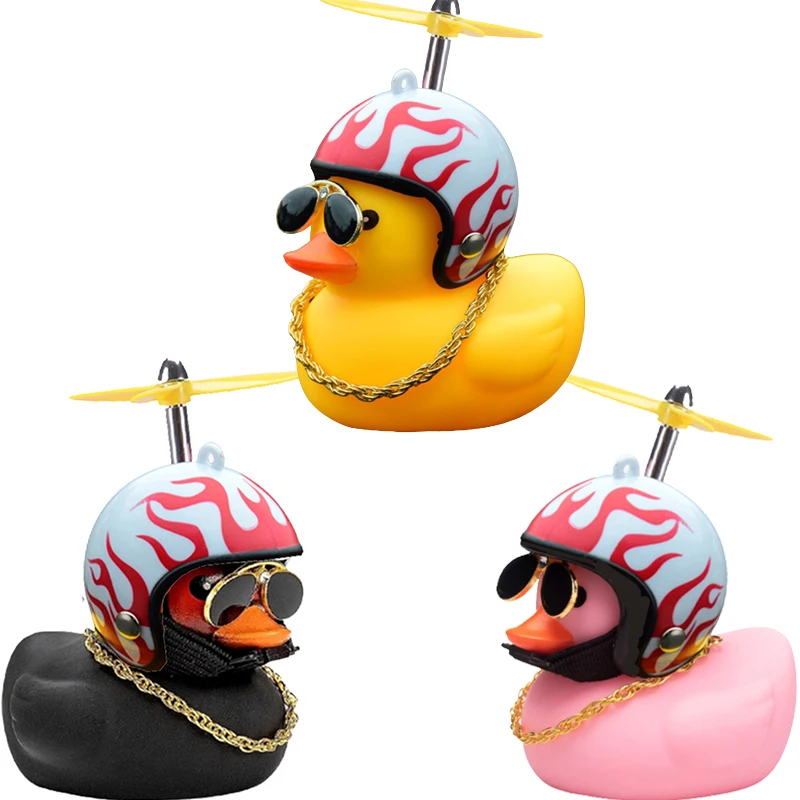 Car Ornaments Cute Rubber Duck Toys Kids Toys Helmet Yellow Duck with Glue - £9.36 GBP+