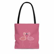 Flamingo In Love Valentine&#39;s Day Fruit Dove AOP Tote Bag - $26.35+
