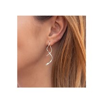 Spiral Threader Earrings, 925 Sterling Silver, Drop Dangle Handmade Twisted Line - £23.18 GBP