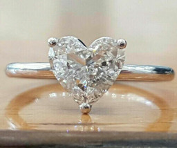 Heart Shape 2.00Ct Simulated Diamond Engagement Ring Solid 14k White Gold Size 5 - £207.86 GBP