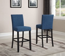 Blue Biony Fabric Bar Stools From Roundhill Furniture With Nailhead Trim. - $195.93