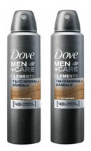2 Pack Dove Men + Care Elements Talc/Talco Mineral Sandalwood Deodorant Spray - £19.69 GBP