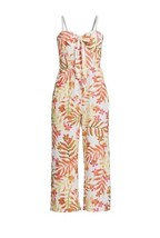 No Boundaries ~ LARGE ~ Winter White Floral ~ Tie Front ~ Strapless ~ Jumpsuit - £17.72 GBP