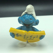 Vintage Smurfs Action Figure Rubber Toy Peyo West Germany Schleich Music Sheet - £11.83 GBP