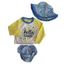 Wonder Nation 3 Piece Summer Plaid Floral Bee Top Bottoms and Hat Size 12M - £13.23 GBP