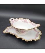 Antique c.1910 BM de M Coronet Limoges France Handpainted Pink Floral Gr... - £29.56 GBP